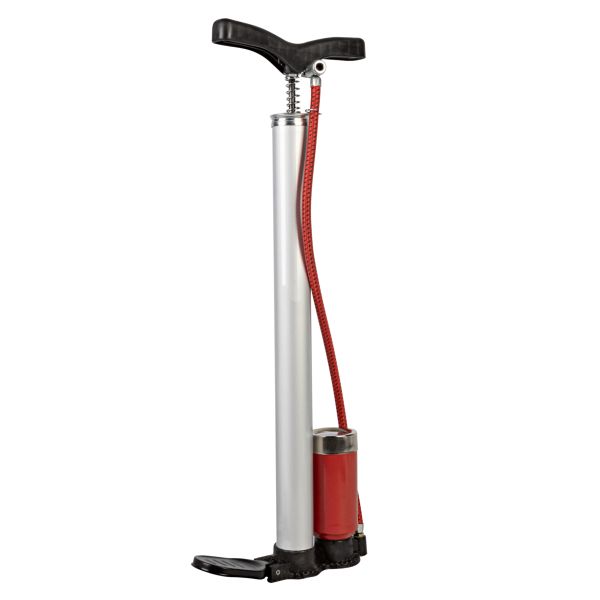 Насос напольный, манометром PAC 38x500, алюм., авто ниппель, серебристый с красным