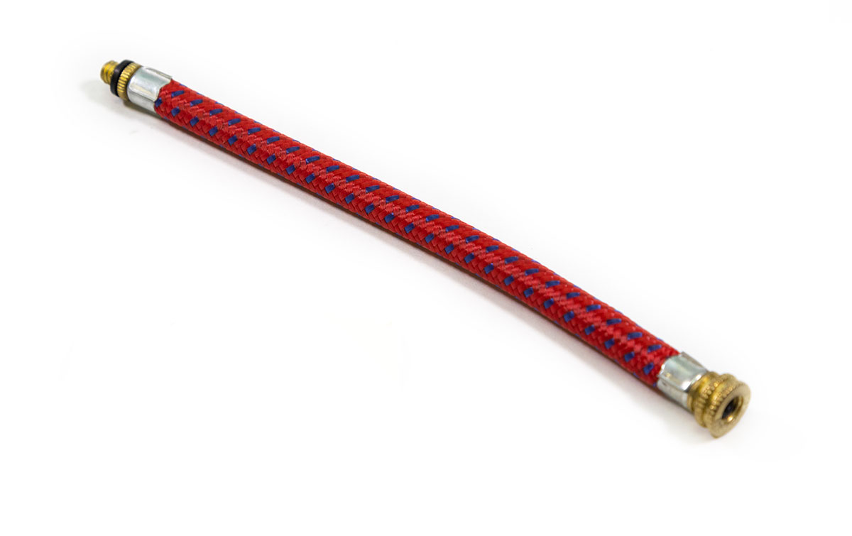 Шланг BEE PUMP для ручного насоса , под велониппель DV, резиновый в тканевой оплтке, красный