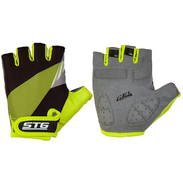 Перчатки STG мод.911 с защитной прокладкой,застежка на липучке,размер М,черн/салат