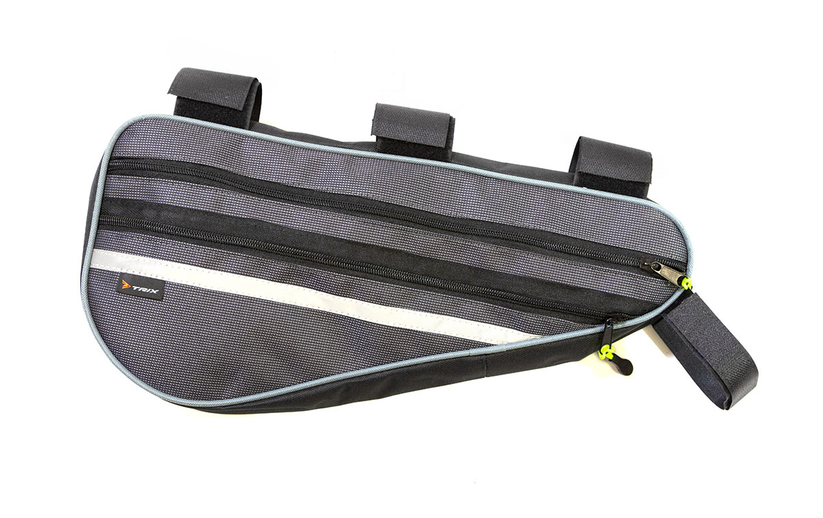 Сумка велосипедная TRIX, крепление под раму за рулевой стакан, большая, 40х15х6см, водонепроницаемая