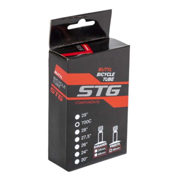 Камера велосипедная STG, бутил, 70018/25С, велониппель 48мм,в коробке