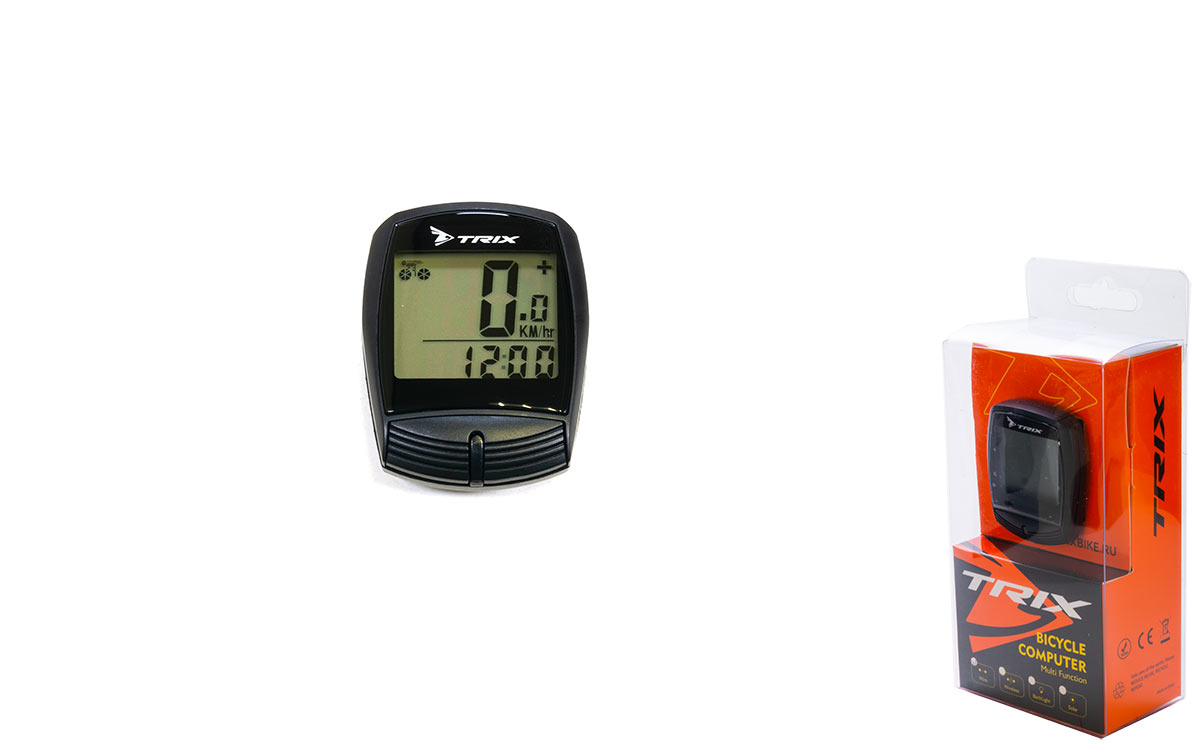 Велокомпьютер TRIX проводной, 16 функций, черный (100)