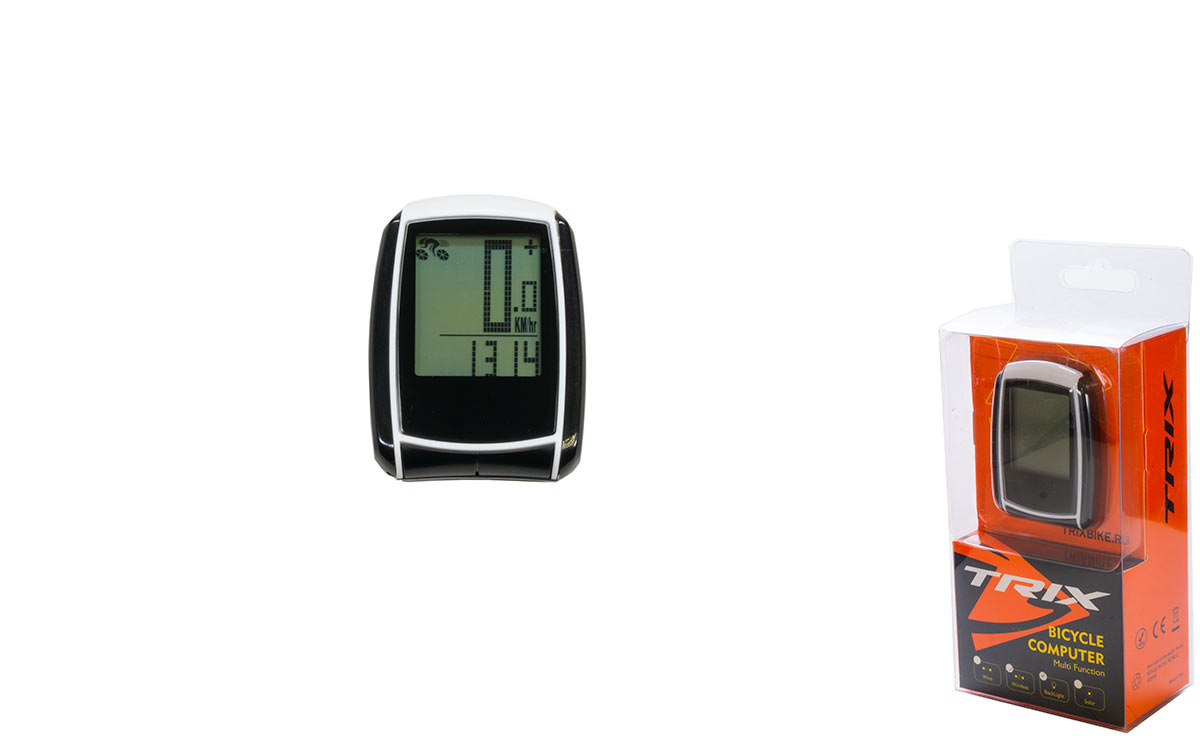 Велокомпьютер TRIX беспроводной, 18 функций, с подсветкой экрана, черно-белый (100)