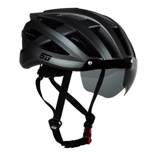 Шлем STG TS-33 с визором и фонарем, M (54-58 см), серый