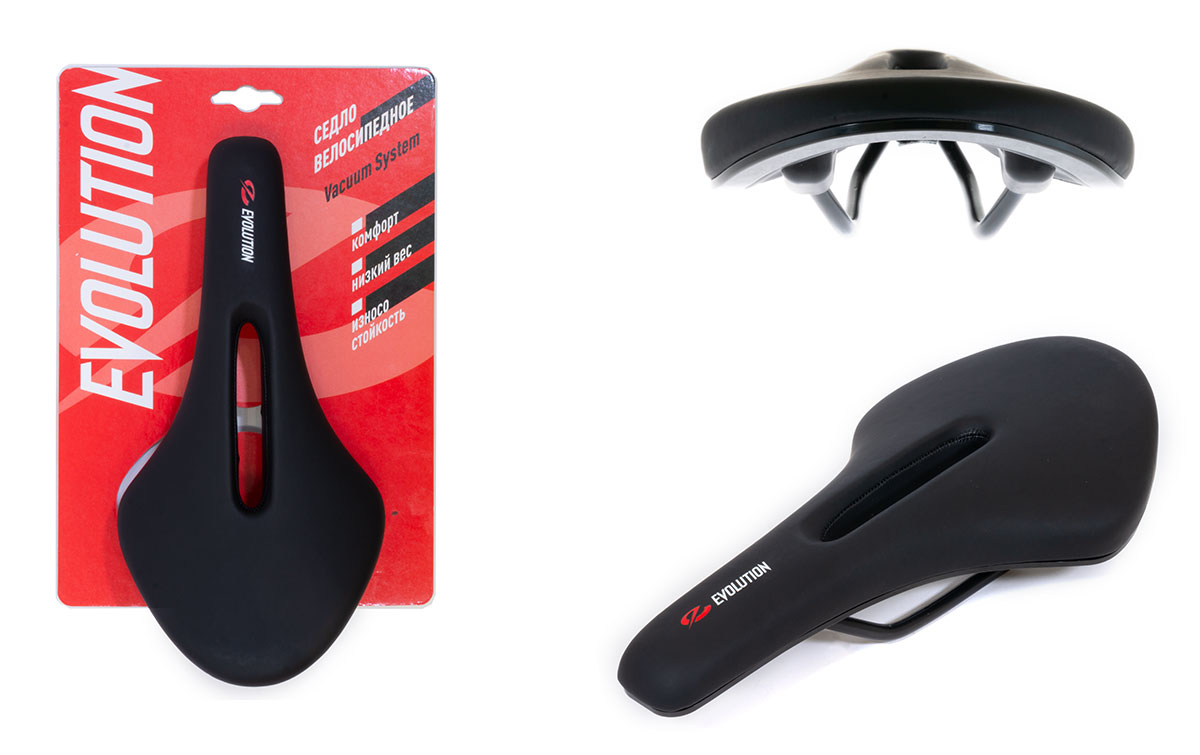 Седло EVOLUTION, спорт 295x145 мм, винил, черное TTS007 (50)