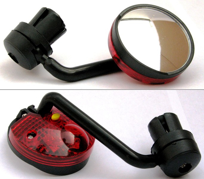 Зеркало в ручку JY-5 круглое черное с 1 диодом