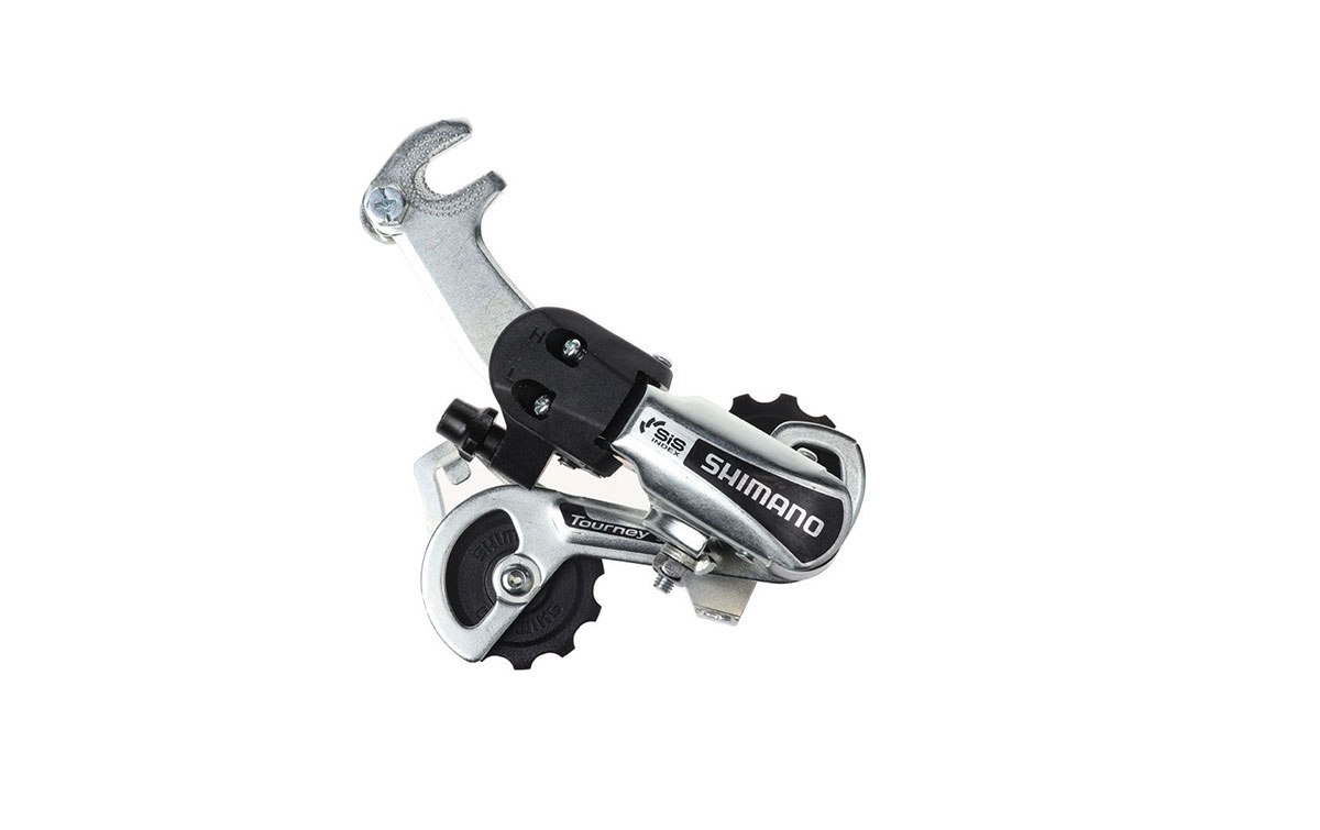 Переключатель задний Shimano Tourney, TY21-B, GS, 6 скоростей, крепление на ось, серебристый, без уп