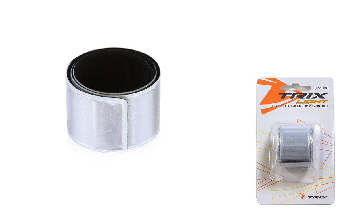 Лента TRIX светоотражающая, 30х340мм, на ногу/на руку, самозатягивающаяся, серебристая