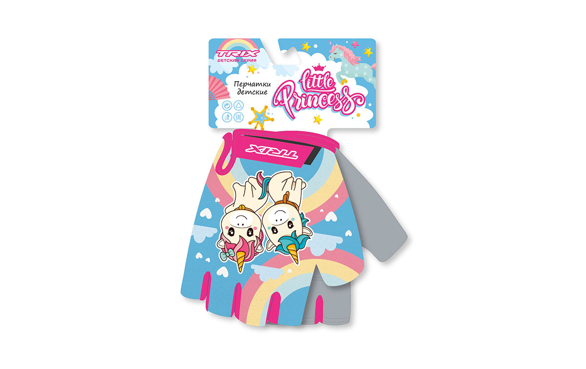 Перчатки TRIX nw  Little Princess детск., 5XS, коротк. пальцы, гелев. вставки, дышащая лайкра/искусс