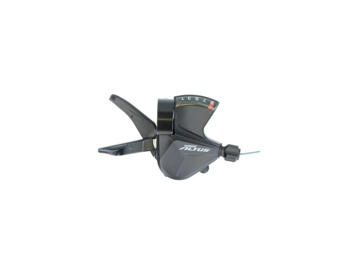 Шифтер Shimano Altus, M2010, правый, 9 скоростей, индикатор, трос 2050мм, черный, без упаковки