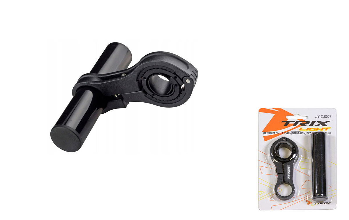 Кронштейн TRIX дополнительный, на руль, для фары/велокомпьютера, 22.2-28.6мм, пластик, черный (20/10