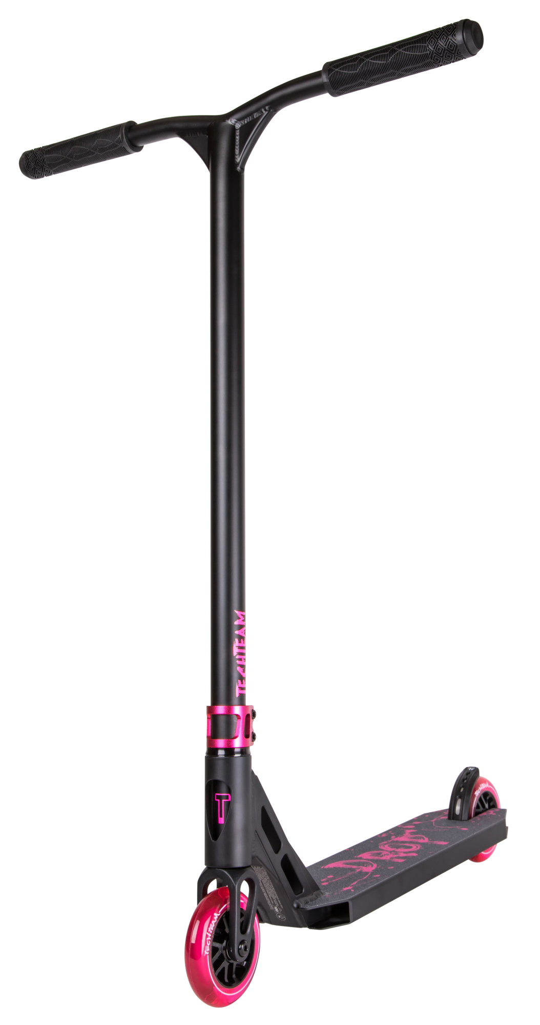 Самокат трюковой Drop pink 1/4 (черный с розовыми колесами)